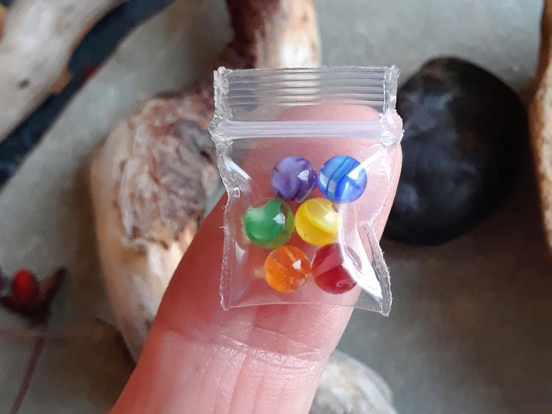 Rainbow Mini Glass Marbles Handmade Marbles Micro Marbles Miniatures ...