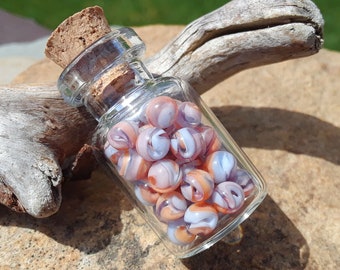 Miniature Glass Marbles - PEACH & BERRY SWIRL | Mini Bottle Glass Marbles | Handmade Marbles | Micro Marbles | Fine Art Marbles | Dollhouse