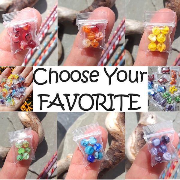 Choose Your FAVORITE Color | 6 Mini Glass Marbles | Handmade Marbles | Micro Marbles | Miniatures | Fine Art Marbles | Tiny Bag of Marbles