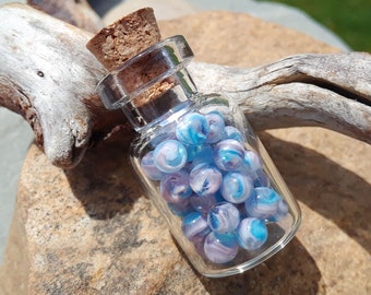 Miniature Glass Marbles - WINTER CHILL | Mini Bottle of Glass Marbles | Handmade Marbles | Micro Marbles | Fine Art Marbles | Dollhouse