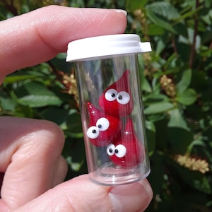 Cute Miniature Glass Blood Drops | Group of 3 Blood Drops Glass Figurines | Handmade Glass Figurines | Emotional Support Diabetes