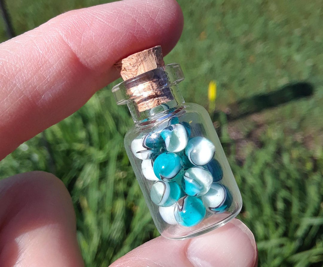 Miniature Glass Marbles - Seafoam | Mini Bottle of Glass Marbles ...