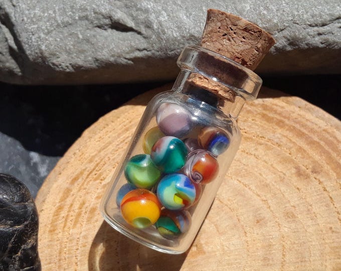 Assorted Handmade Miniature Glass Marbles - Mini Bottle Included ...