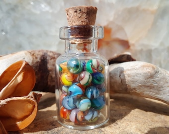 Miniature Glass Marbles - PLAYTIME | Mini Bottle of Glass Marbles | Handmade Marbles | Micro Marbles | Fine Art Marbles | Dollhouse