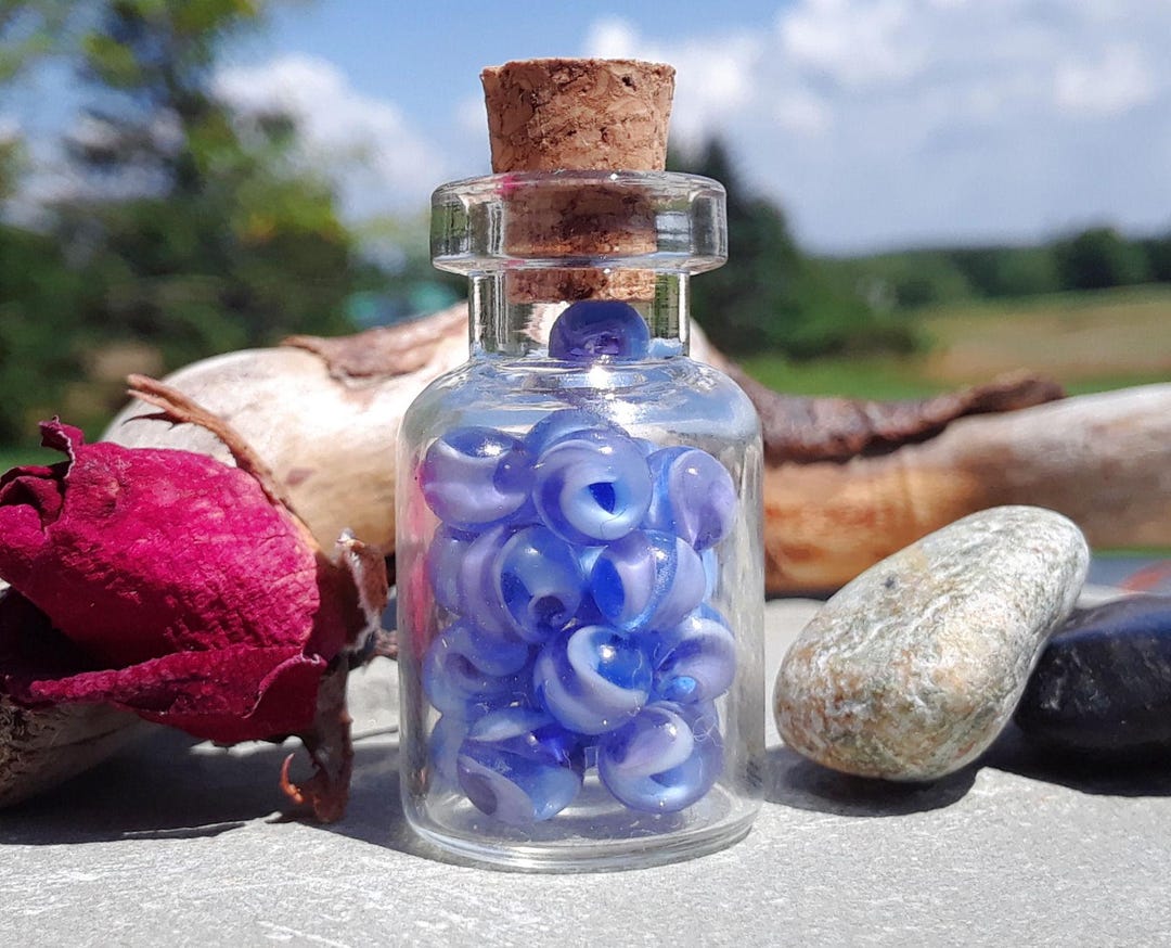 Miniature Glass Marbles - Purple & Blue Swirl | Mini Bottle Glass ...