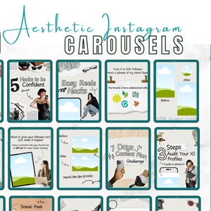 100 Aesthetic Carousels for Instagram Social Media Templates |  Resell Rights | MRR PLR Digital |Products Done For You | Faceless Marketing