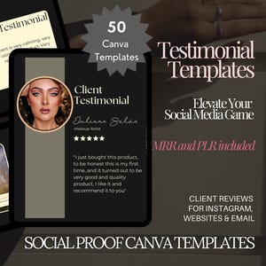 Social Media Vorlagen Business Inhaber | 50 bearbeitbare Kundenbewertung Designs Canva | Steigern Sie die Glaubwürdigkeit auf Instagram, Website, E-Mail