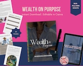 The Wealth On Purpose Workbook | Money Mindset Planner | Budgeting & Financial Growth Guide | PLR MRR Digital and Printable Planner | Canva