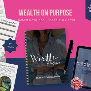 The Wealth On Success Arbeitsbuch | Geld Mindset Planer | Anleitung für Budgetierung und finanzielles Wachstum | PLR MRR Digitaler und druckbarer Planer | Leinwand