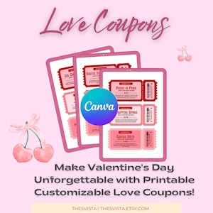 Libro de 36 cupones de amor imprimibles para ella y para él, cupones personalizables para el día de San Valentín, regalo de aniversario, San Valentín, descarga digital