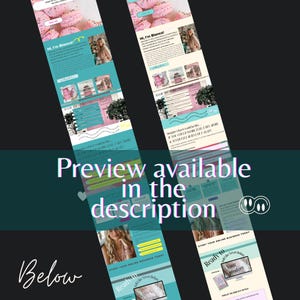 K&ouml;nnte beinhalten: Zwei Website-Mockups in T&uuml;rkis und Rosa. Der Text "Hi, I'm Bianca!" ist sichtbar, zusammen mit dem Satz "Preview available in the description" und "Ready to... Your product". Das Gesamtthema ist Online-Business.