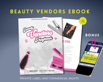 Beauty Business e-book Your Ultimate Vendor Guide, bewerkbare canva-sjabloon, PLR-wederverkooprechten, dropshipping-leverancierslijst groothandel haar en pruiken