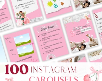 Pink Instagram Carousel Templates: Social Media Content Kit (Canva Editable)