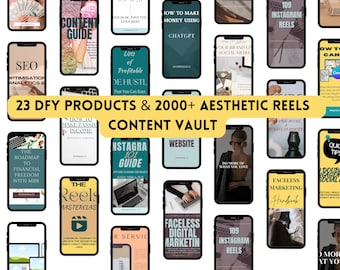 23 DFY Products with PLR & 2000+ Aesthetic Faceless Reels Stories Content Vault | Resell Rights | Digital Product, MRR, Digital Marketing