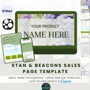 Canva Sales Page for Digital Product | Beacons & Stan Store Template | Wysteria Theme | Customizable Sales Landing Page | Marketing