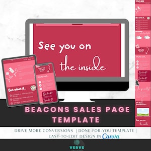 Beacons / Stan Store Sales Page Template - Cherry Pink Theme | Customizable în Canva | Digital Products | Social Media Templates