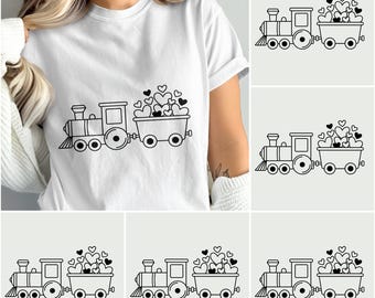 Train Digital File: Heart Filled Wagon, Minimalist Line Art, SVG Transparent Background
