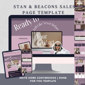 Digital Product Sales Page | Lavender Soft Life Beacons  Stan Store Template | Customizable Canva Landing Page for PLR Digital Products