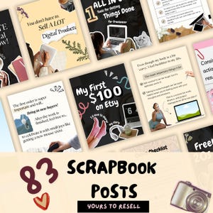 Modelos de carrossel para Instagram com scrapbook: Kit rosa para mídias sociais (Canva Pro, 83 posts)
