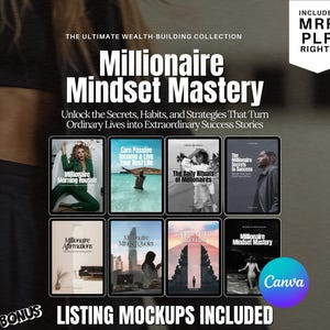 Millionaire Mindset Mastery BUNDLE | 8 eBooks | PLR MRR | Passive Income | Entrepreneur Habits | Affirmations | Business Mindset | Mockups