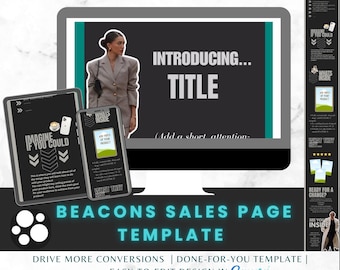 Beacons | Stan Store | Sales Page Template - Boss Babe Theme | Suitable for DWA, UBC or PLR products | Customizable în Canva  | Faceless