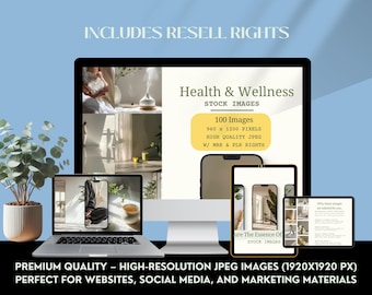 Stock Photos Holistic Wellness | 100+ Aesthetic Images for Social Media | Health & Self-Care Content | PLR MRR | Faceless Branding | Modern