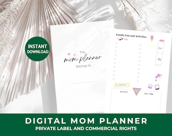 Colorful Mom Planner | Digital Life Planner for Busy Moms |Household Organizer | Printable Planner |MRR PLR