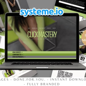 Click Mastery | Brat Aesthetic Systeme.io Mega Funnel Kit | High-Converting Systeme Sales Funnel | MRR Website Template for Digital Products