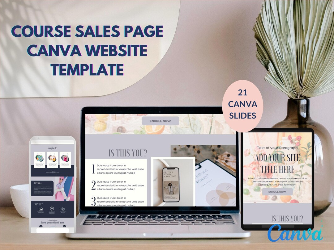 Course Sales Page Canva Template: 21 Editable Slides - Etsy