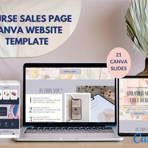 Course Sales Page Canva Website Template | 21 Editable Slides | High-Converting Digital Sales Page | Online Program & Coaching Funnel