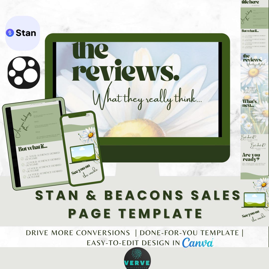 Preview of the Daisy theme sales page template for Stan Store and Beacons.