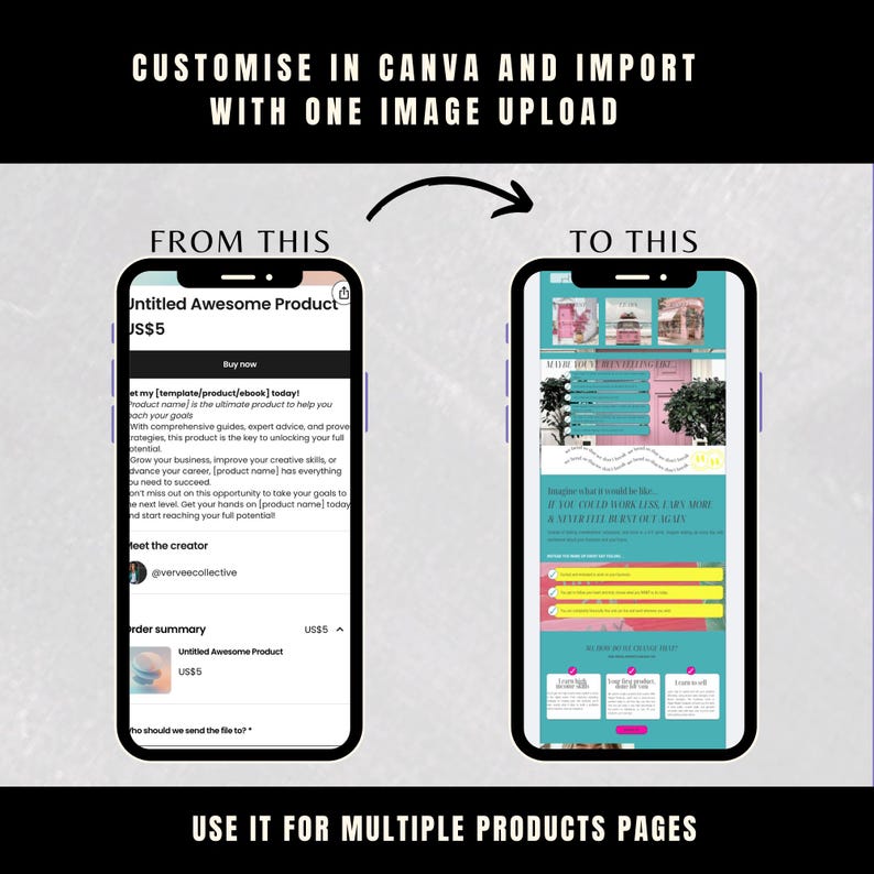 Beacons sales page template on a phone