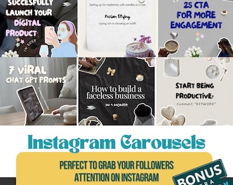 Aesthetic Carousel Post Templates VOL 2 | Blue Cream Instagram Carousel Templates | Social Media Content for Engagement | Faceless Marketing