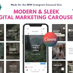 May include: A collection of nine digital marketing carousel templates for Instagram. The templates feature a modern and sleek design with a black and white color scheme. The text on the templates includes phrases like "MRR, PLR, and Selling", "What are Digital Products?", "Step-by-Step Guide to Passive Income", "Customize and Brand", "It's Your Time to Shine", "How I Made 6 Figures", "Digital Marketing in 2024", "How Can I Overcome Challenges in My Business?", "Identify the Challenge", "Create Your Course Checklist", and "Get Our Freebie".