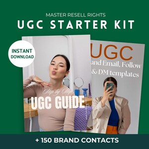 UGC Starter Kit | 19-Page UGC Guide, Email & Portfolio Templates, 150 Brand Contacts for Paid Brand Deals, UGC Creator Resources
