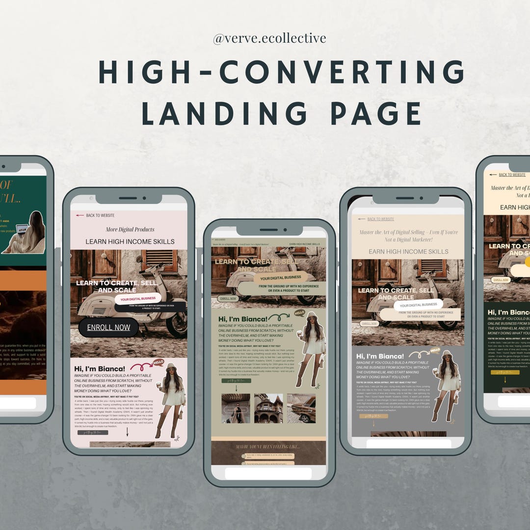The Canva Website Template shown on phone screens.