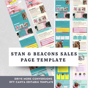 Digital Product Sales Page | NEON GLOW Beacons  Stan Store Template | Customizable Canva Landing Page for PLR Products & Digital Marketing