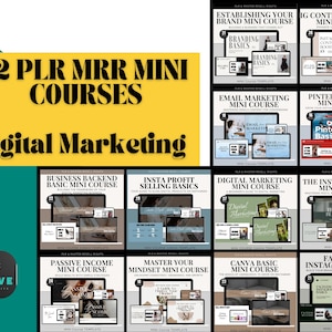 12 Digital Marketing Mini Course Bundle | Canva Templates & Audio Courses | Make Money Online | PLR MRR Product | Resell Rights | Instagram Social