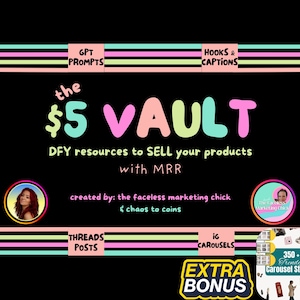 Der 5 Dollar Tresor DFY Content Bank | Done-for-You Digitale Produkte mit MRR | Rechte weiterverkaufen | Hooks, Captions, Carousels & ChatGPT Prompt