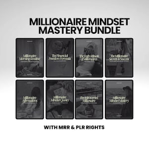 Millionaire Mindset Digital Bundle | PLR + MRR | Millionaire Secrets | Affirmations | Ebooks | Financial Freedom | Wealth Attraction