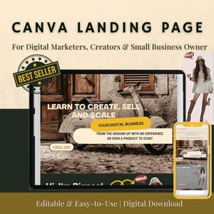 Aesthetic Canva Website Template | Landing Page + Sales Funnel + Link in Bio | Digital Marketers & Creators  |  Redirects to Beacons or Stan