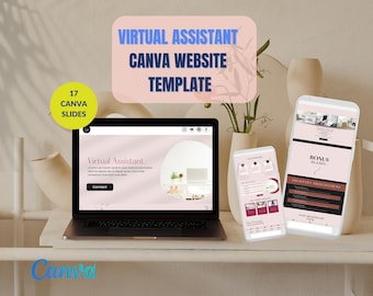 Plantilla de sitio web para asistente virtual / Sitio web de Canva para asistentes virtuales / Sitio web para administradores de redes sociales / Sitio web editable para asistentes virtuales