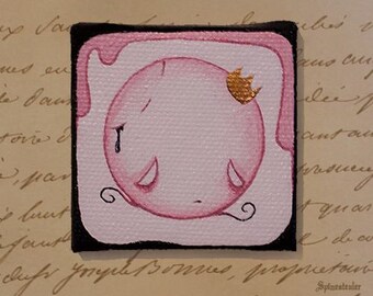 Cute tragedy painting on miniature canvas