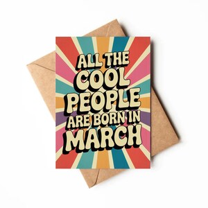 March Birthday Card Printable | All the cool people are born in March | Last minute birthday card printable | PDF Birthday Card