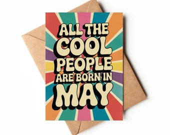 May Birthday Card PDF | Happy Birthday Greeting Card | Printable birthday card for someone born in May | Last minute card