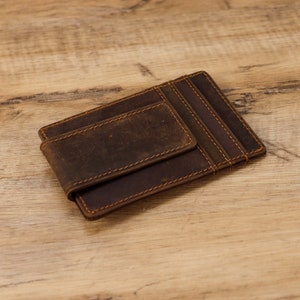 Clip de dinero magnético de cuero personalizado, billetera de cuero, billetera para hombres, billetera personalizada con clip de dinero magnético, regalo de Navidad
