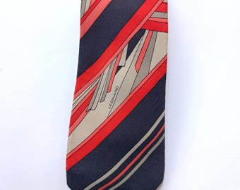 Vintage zijden stropdas: jaren 60 geometrische print, made in Italy