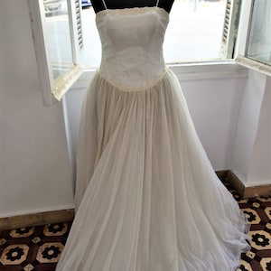 Vintage wedding dress Retro tutu marriage gown White beige skater skirt bridal robe Spaghetti strap matrimonial outfit 1990's wedding gown