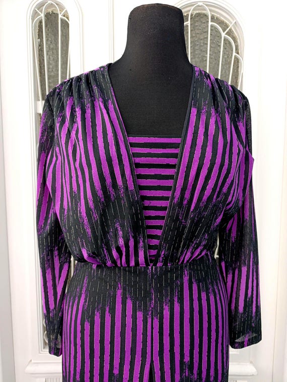 purple and black striped dress Punk Black and Purple Striped Knit Dress DW976