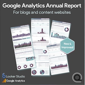 NEW & IMPROVED - Google Analytics / GA4 Looker Studio Annual Report Dashboard Template - Light Theme